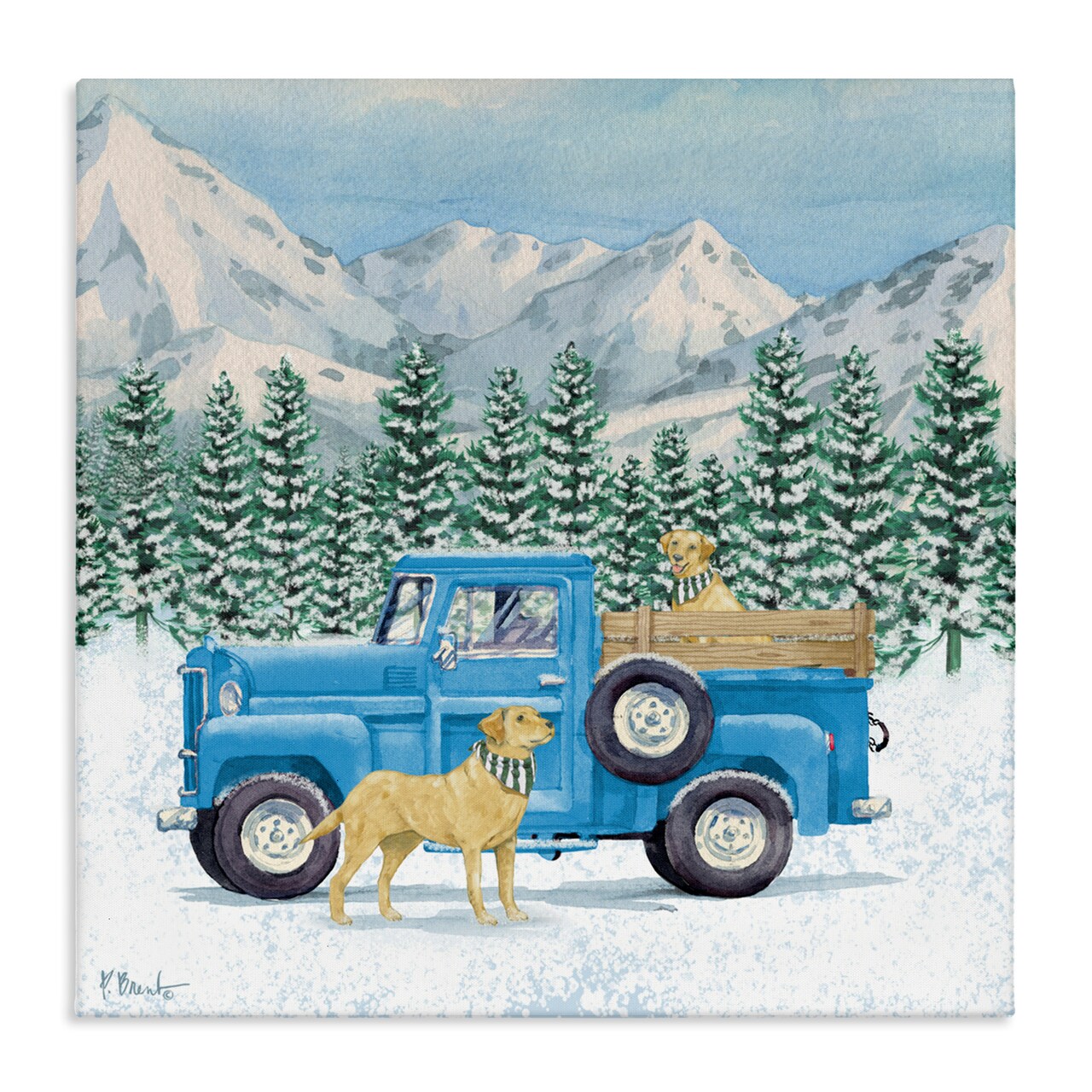 Stupell Industries Winter Pups & Truck Canvas, design by Paul Brent